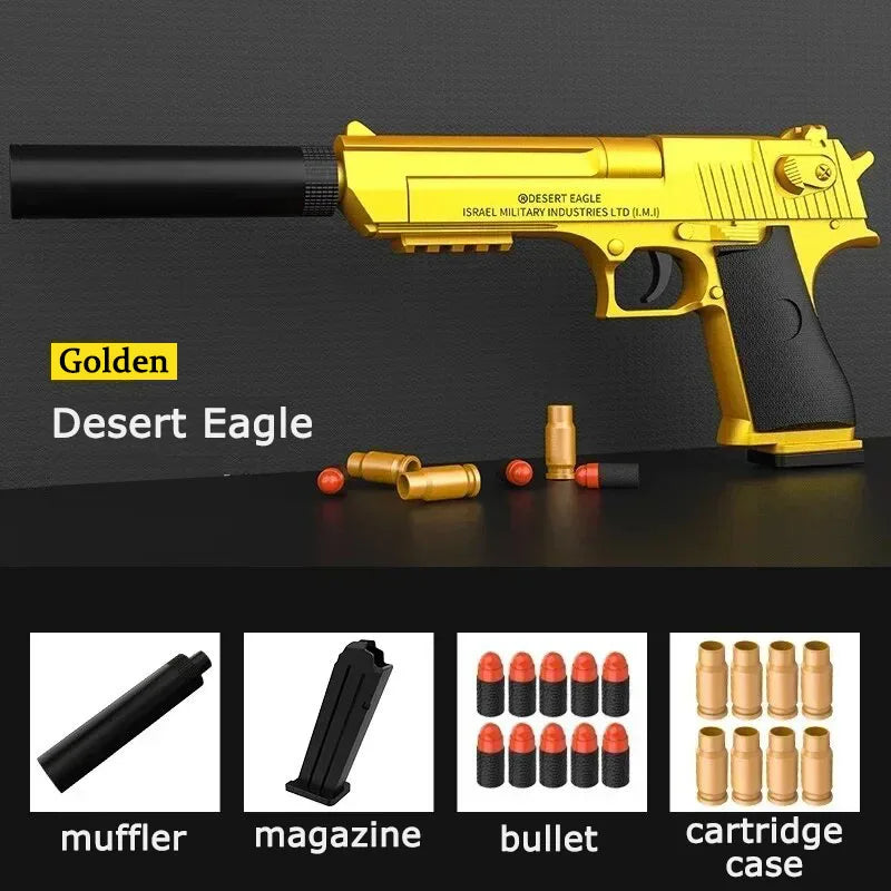 Soft-bullet ejecting toy pistols